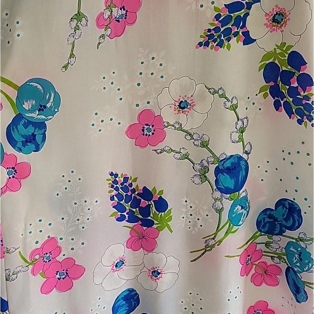 Vintage Dela Ann Loungewear House‎ Dress Button Up Floral Casual Mod Retro 60s